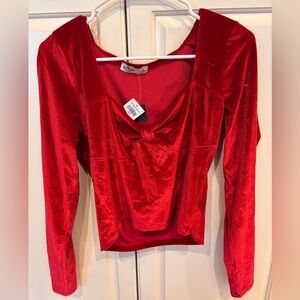 Hollister red velvet top size large